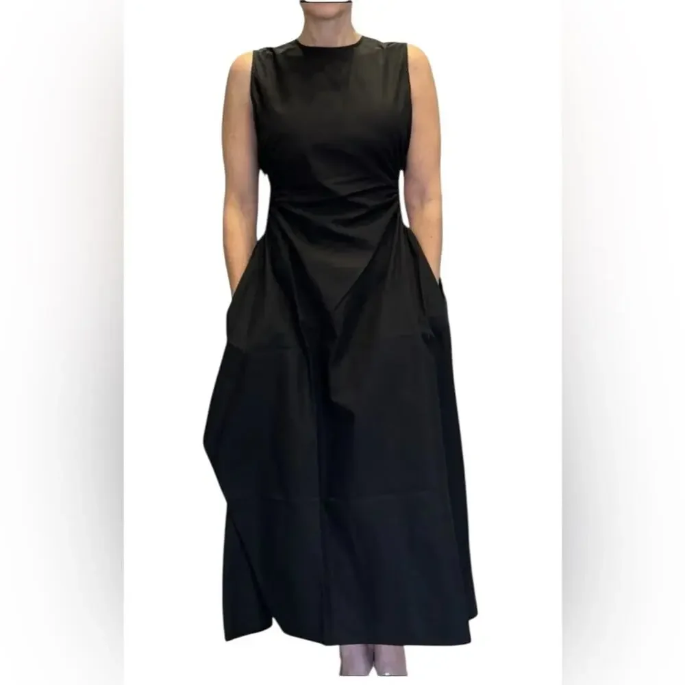 STORY PAOLA DRESS BLACK POPLIN SZ:S
